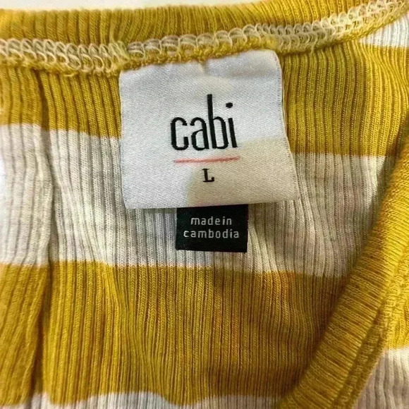Cabi Knit Sleeveless Yellow Stripe Tank Size Medium Size Large - Picture 4 of 5